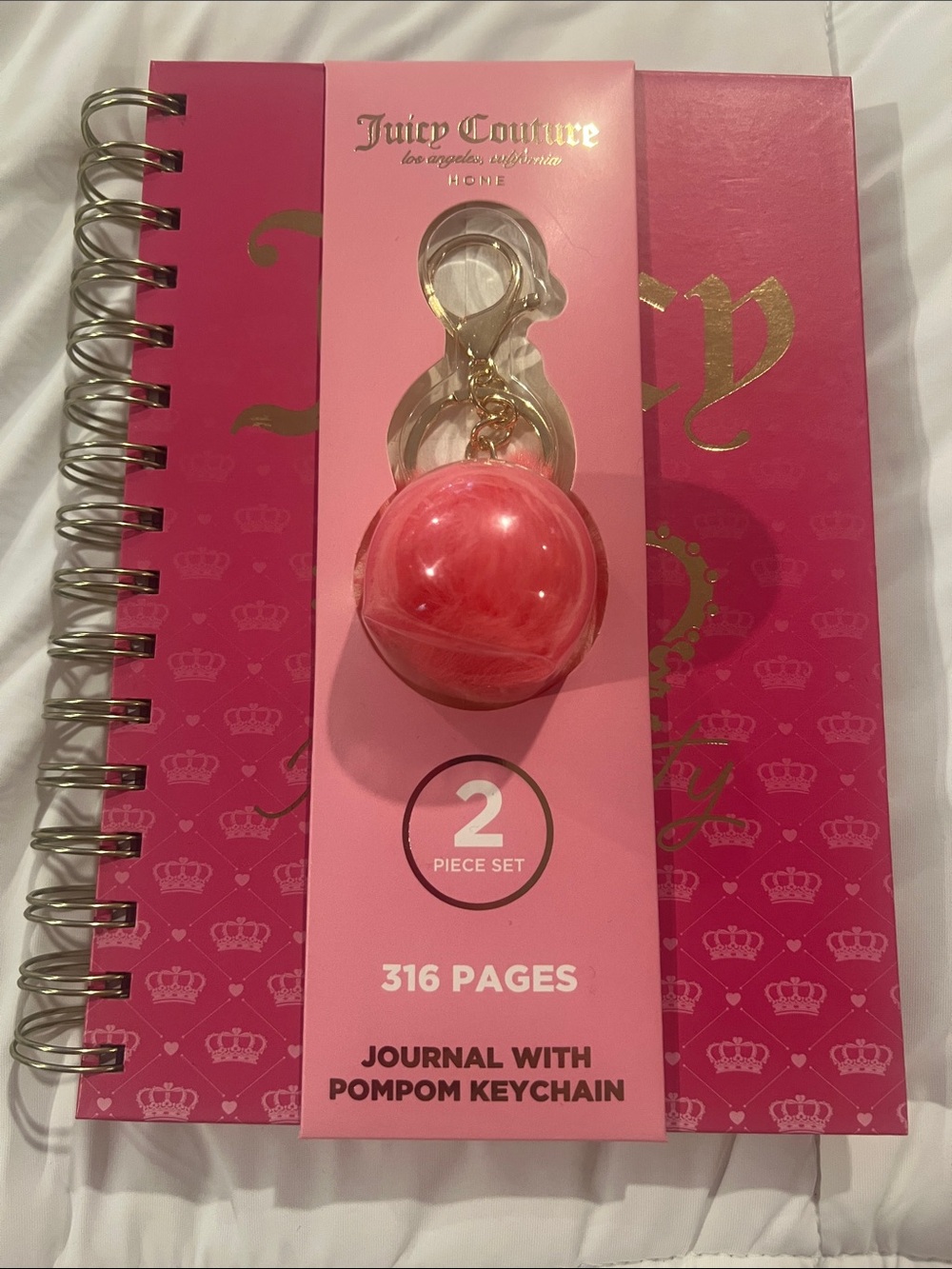 Juicy Couture Journal with Pompom Keychain